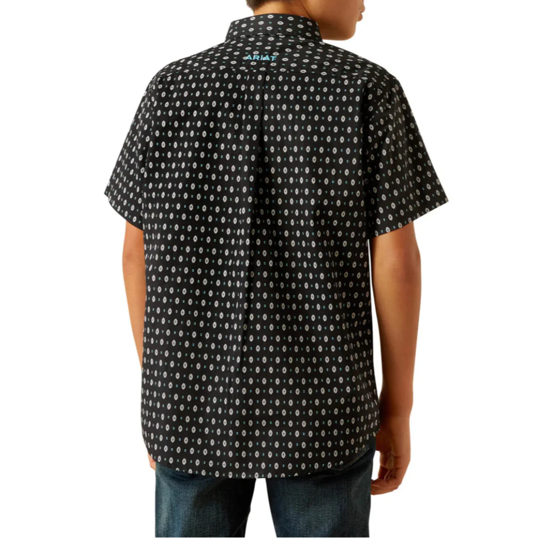 Ariat Boys' Geometric Print Short Sleeve Button Shirt - Image 2