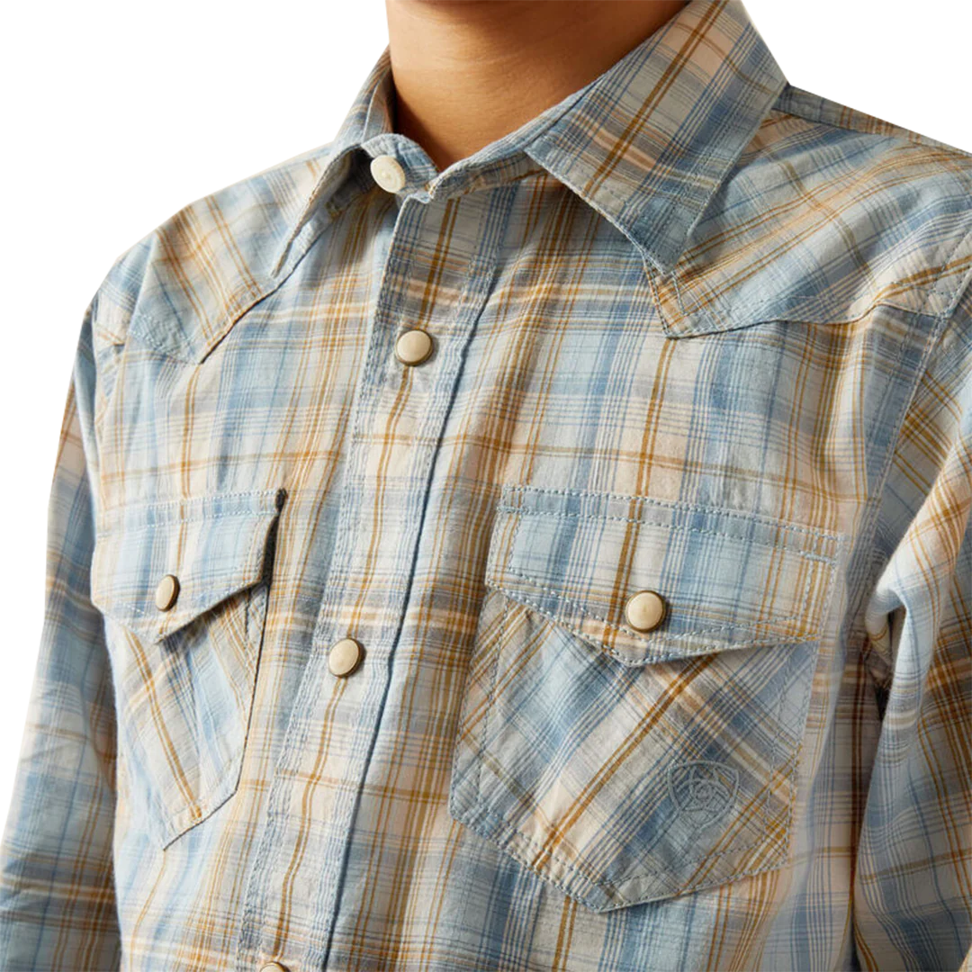 Ariat Boys' Retro Plaid Howe Long Sleeve Button Shirt - Image 3