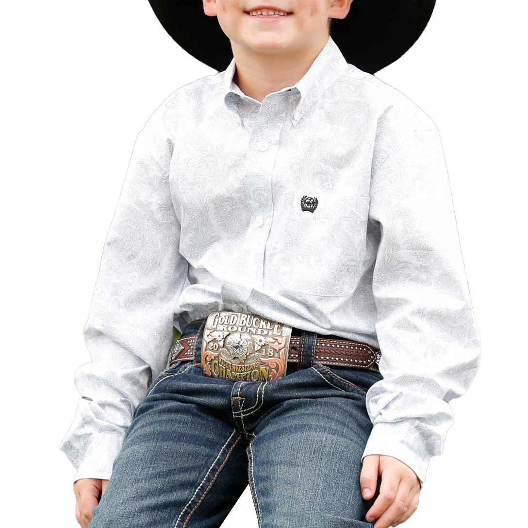Cinch Boys' Paisley Long Sleeve Button-Down Shirt