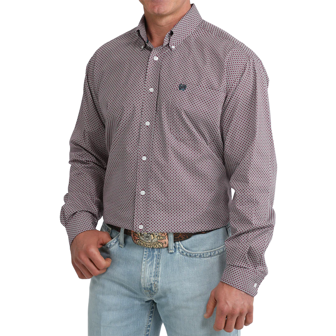 Cinch Men's Geometric Print Long Sleeve Button Shirt