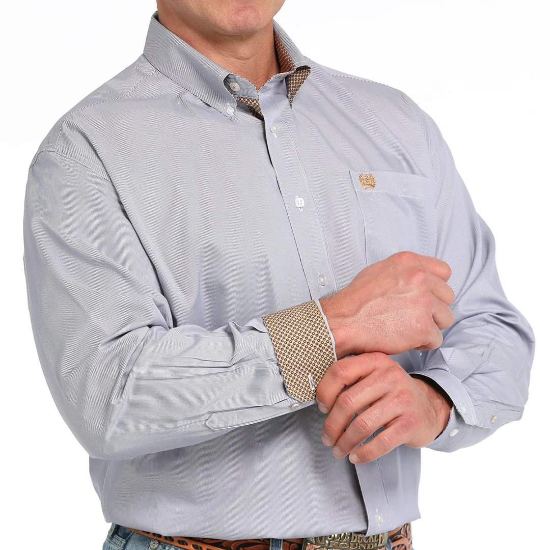 Cinch Men's Stripe Print Long Sleeve Button-Down Shirt - Image 2