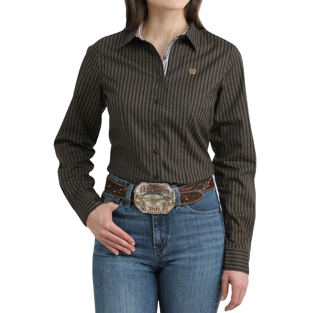 Cinch Women's Striped Print Button-Down Western Shirt