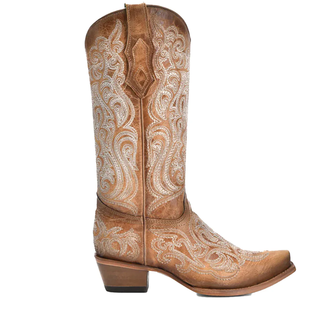 Corral Women's Luminescent Embroidery Crackled Straw Cowboy Boots - Image 2