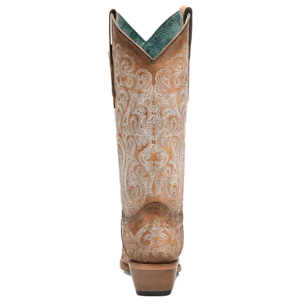 Corral Women's Luminescent Embroidery Crackled Straw Cowboy Boots - Image 4