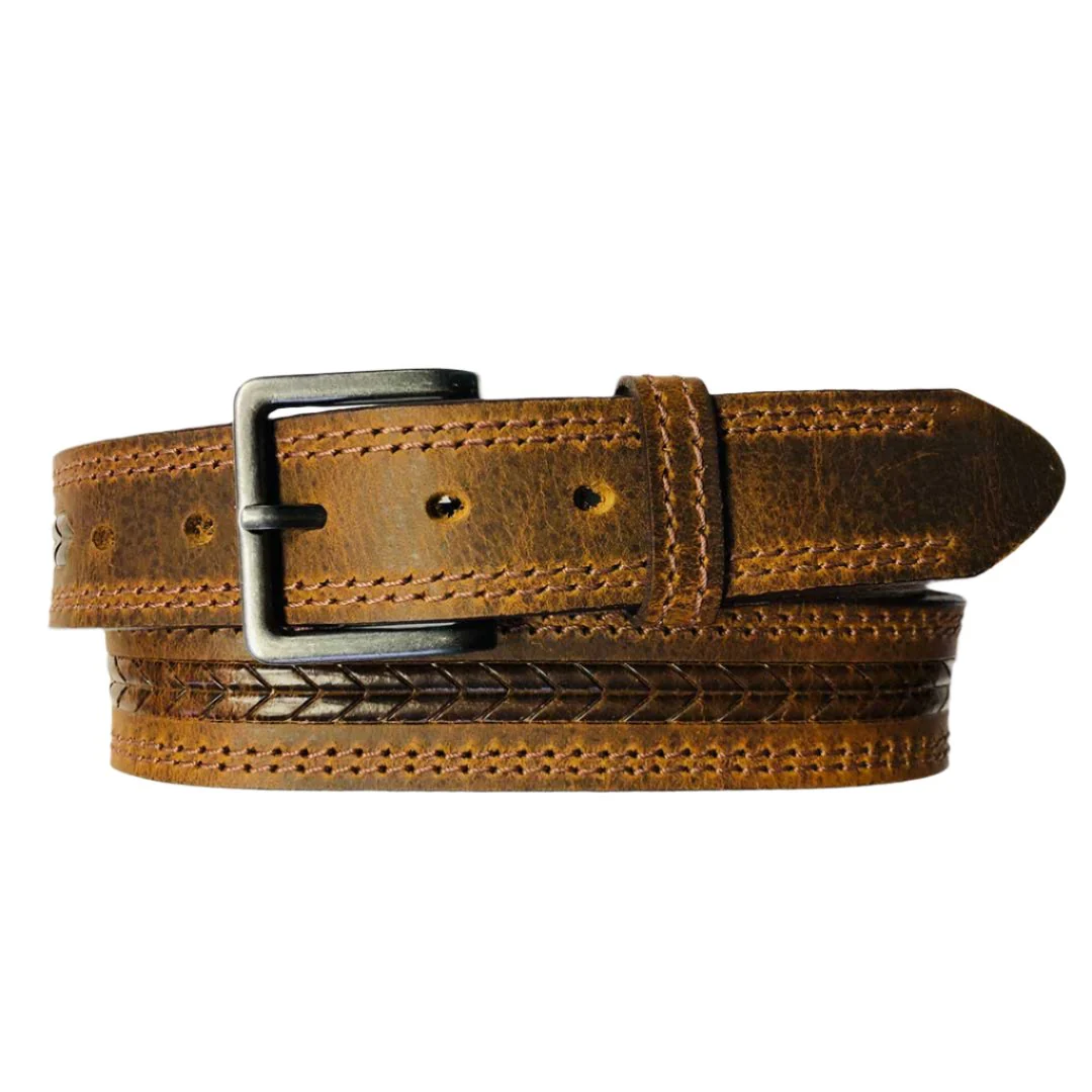 Cowboy Collection Men's Arrow Embossed Leather Belt - Image 2
