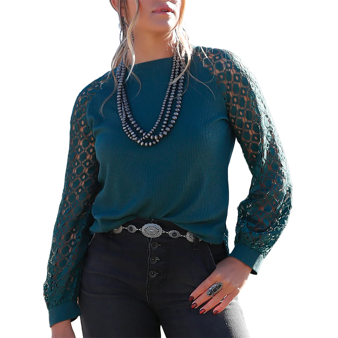 Cruel Denim Women's Crocheted Long Sleeve Top