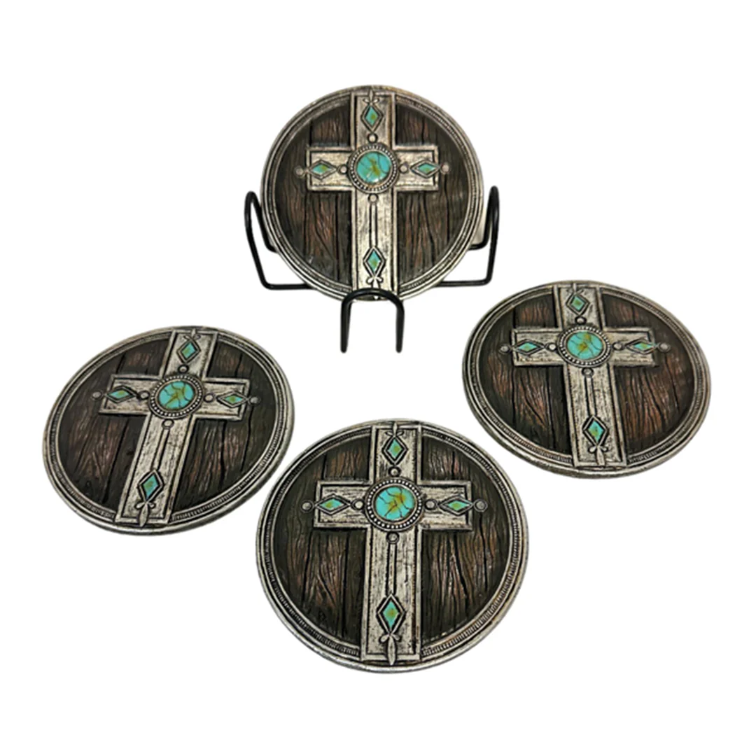 De Leon Cross Themed Coasters