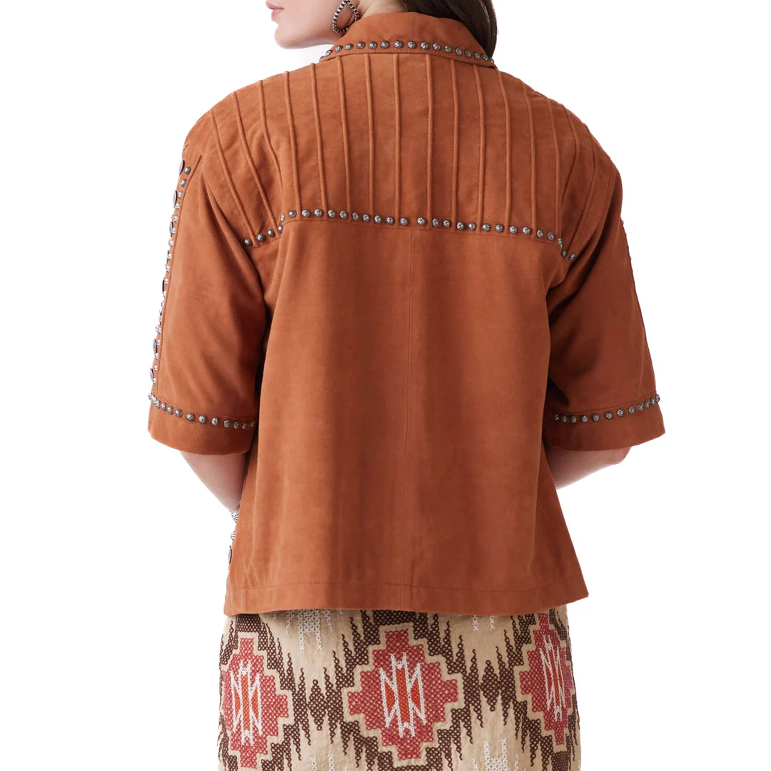 Double D Ranch Women's Ancestor's Silver Suede Jacket - Image 2