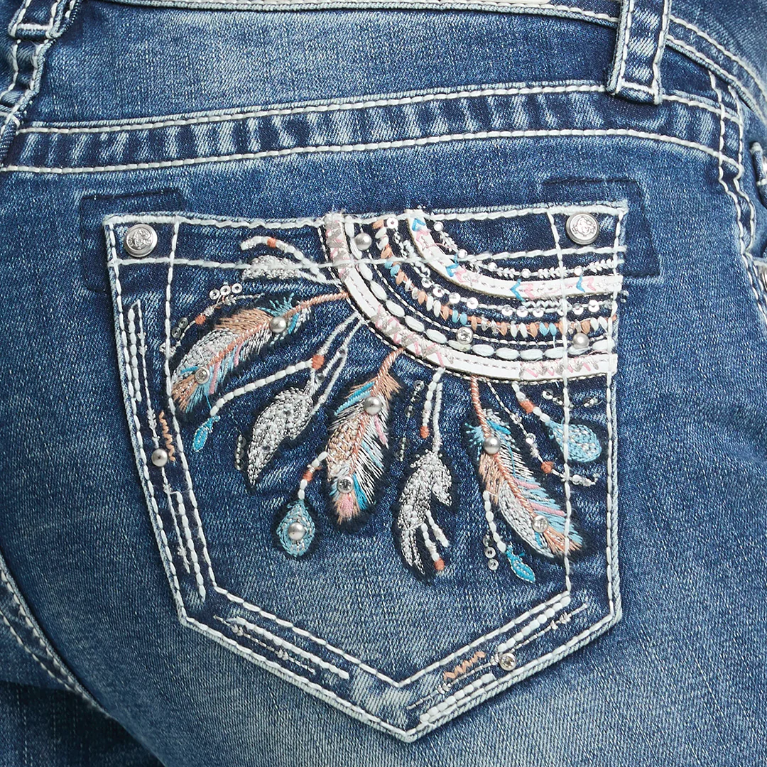 Grace in LA Women's Dreamcatcher Embroidery Bootcut Jeans - Image 4