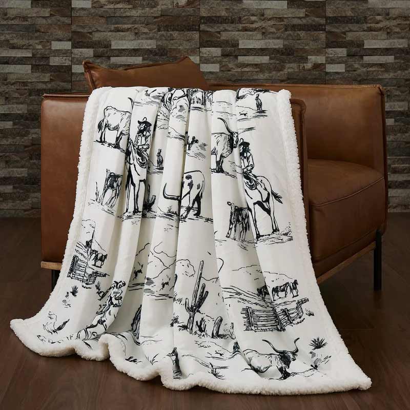 Hi End Accents Ranch Life Campfire Sherpa Throw - Image 3