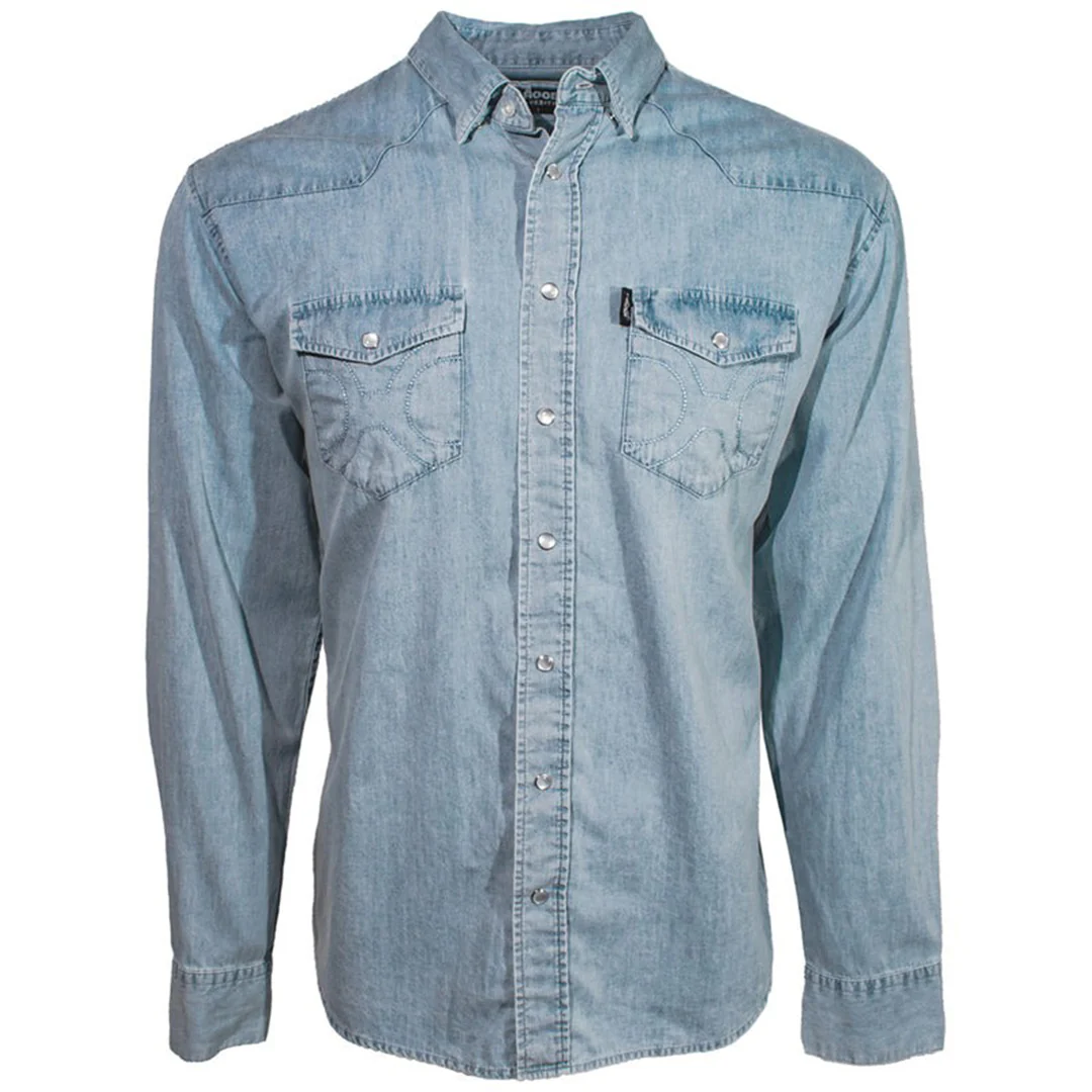 Hooey Brands Men's Chambray Denim Long Sleeve Snap Shirt