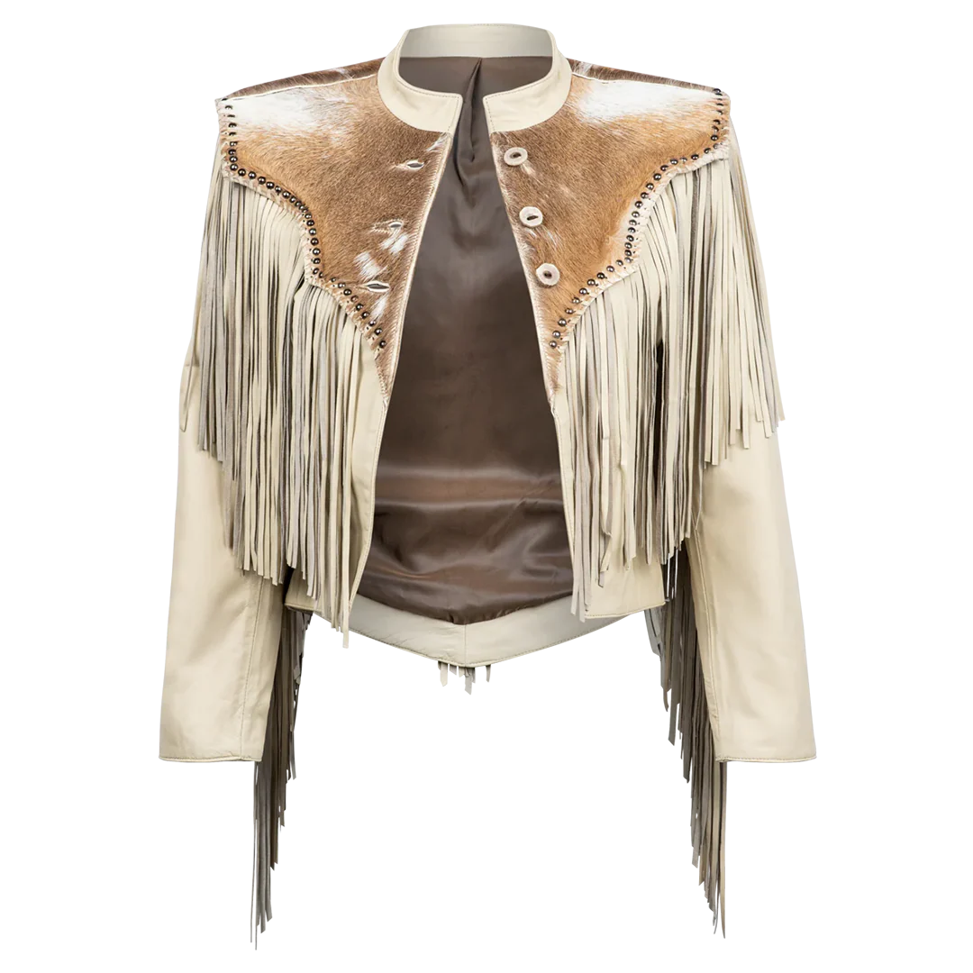 Juan Antonio Women's Distressed Fringe Cropped Leather Jacket - Image 3