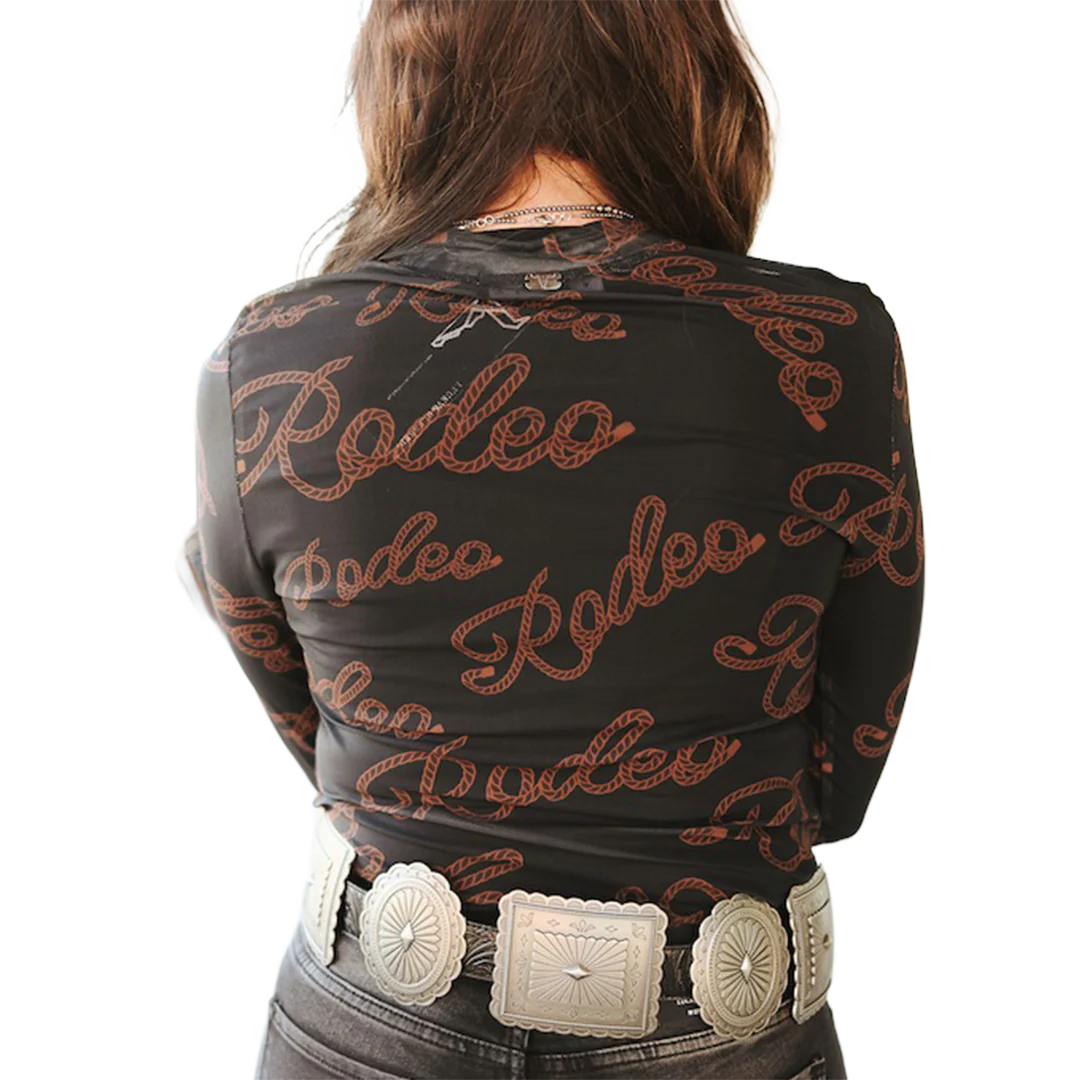 Lucky & Blessed Women's Rodeo Printed Long Sleeve Mesh Top - Image 2