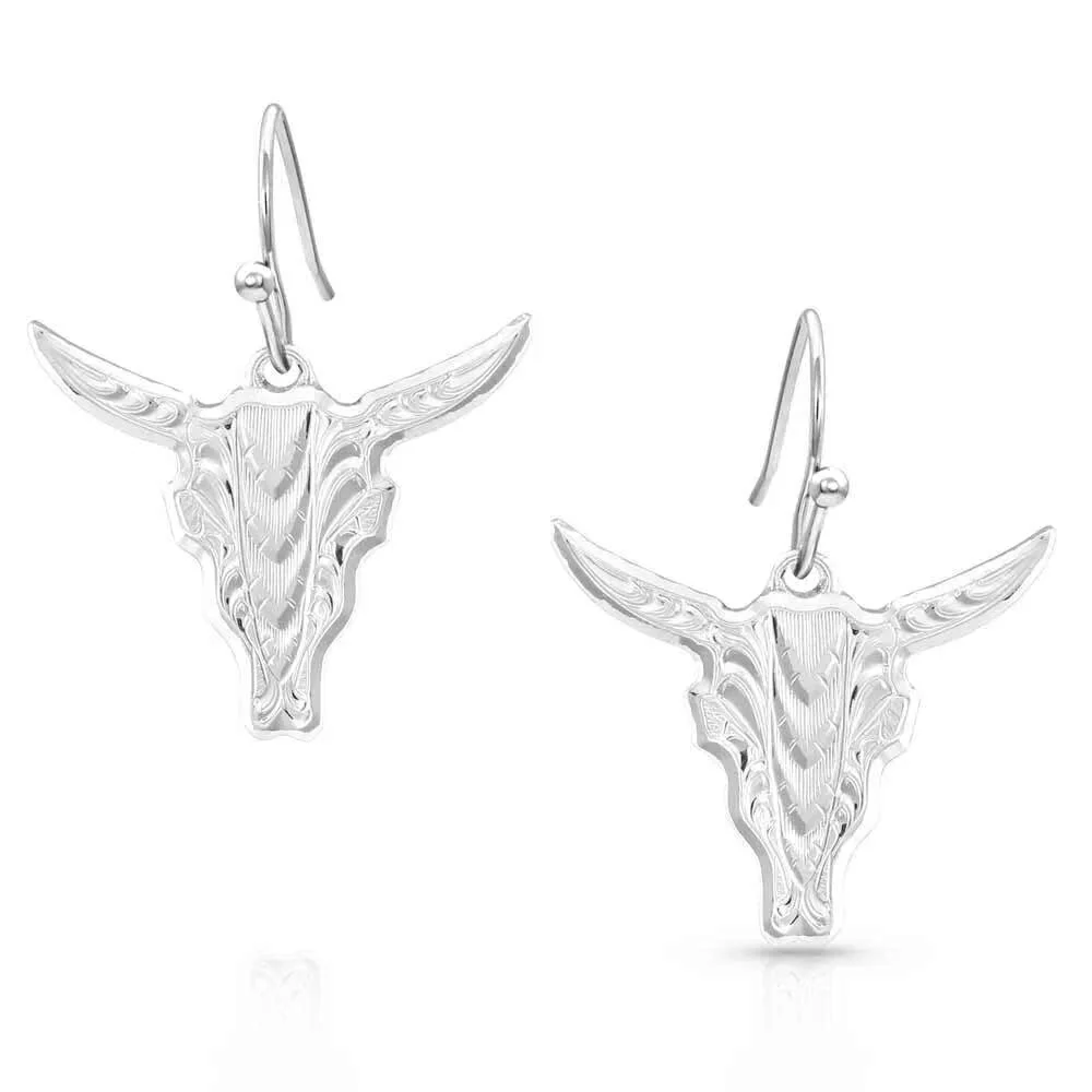 Montana Silversmiths Chiseled Steer Head Earrings - Image 2