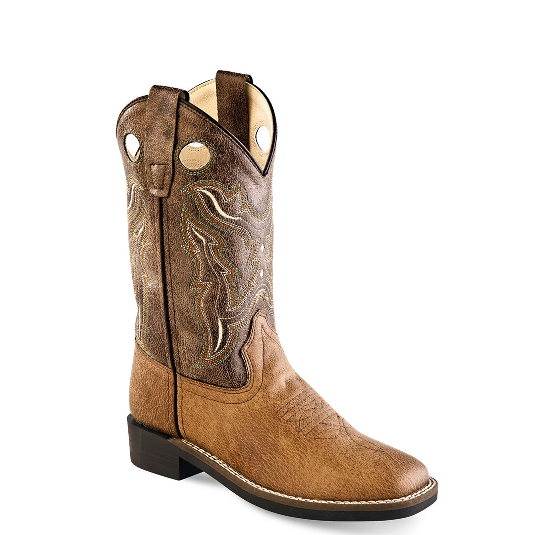 Old West Boys' Vintage Square Toe Cowboy Boots - Image 2