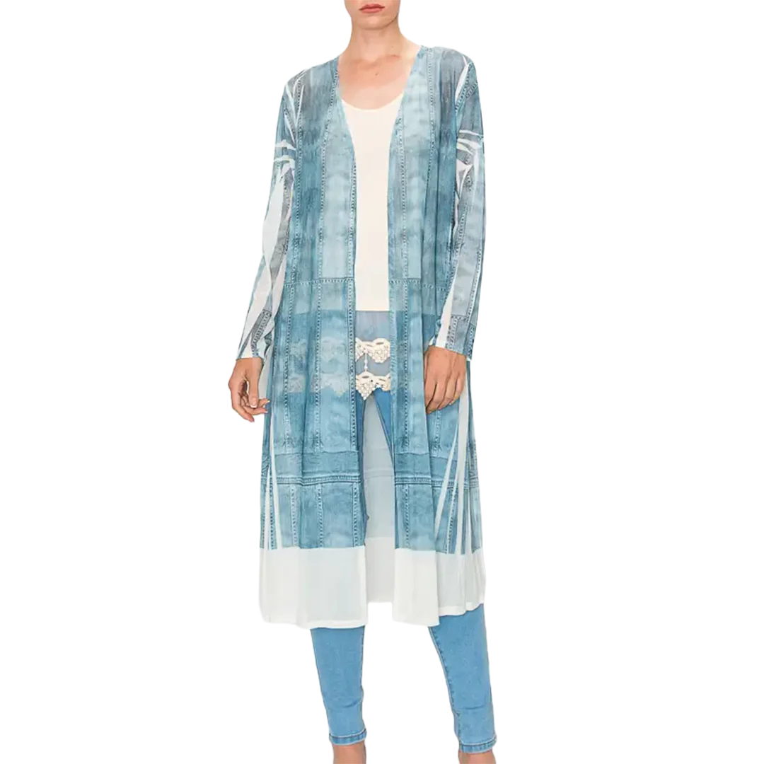 Origami By Vivien Women's Denim  Mesh Duster