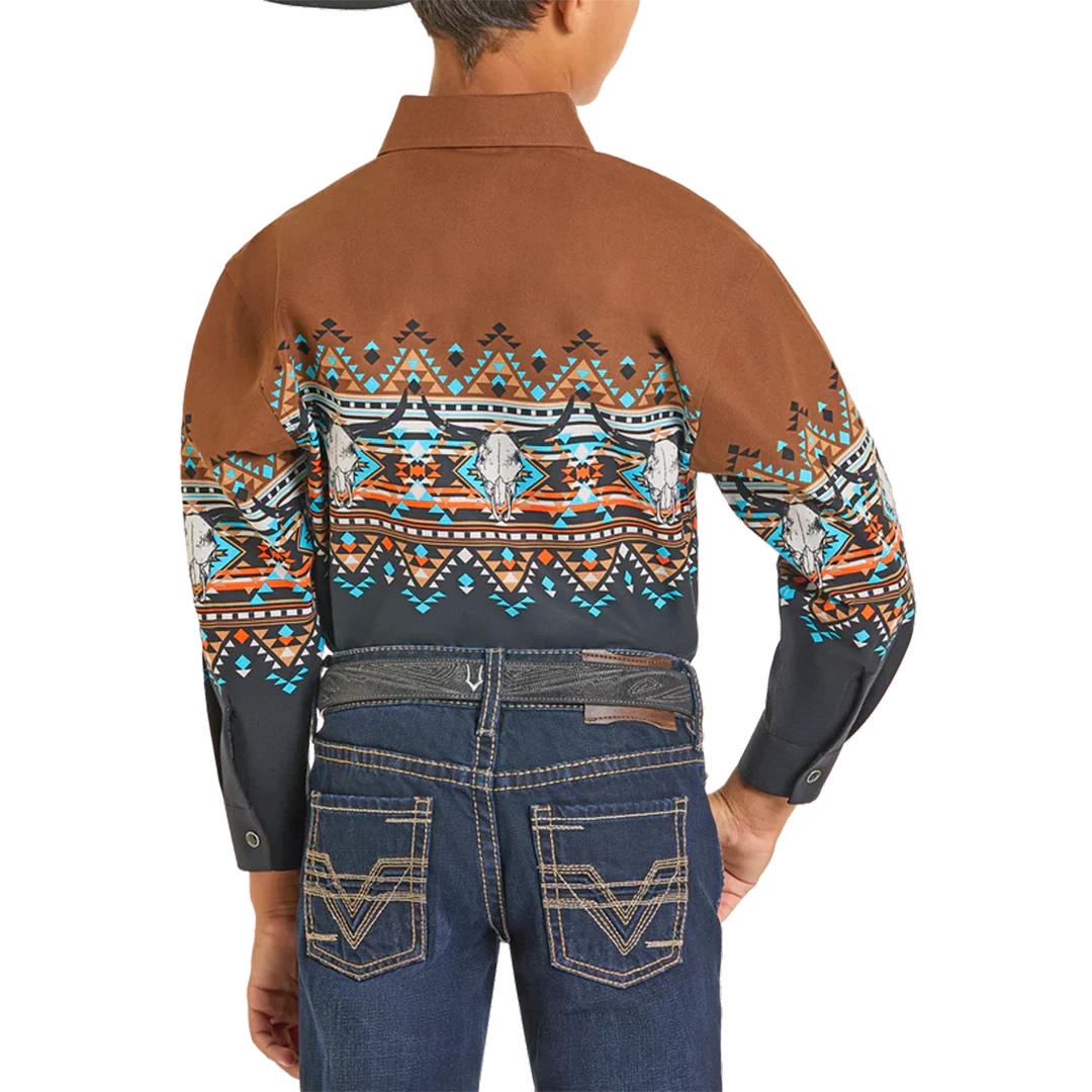 Panhandle Slim Boys' Aztec Border Print Snap Shirt - Image 2