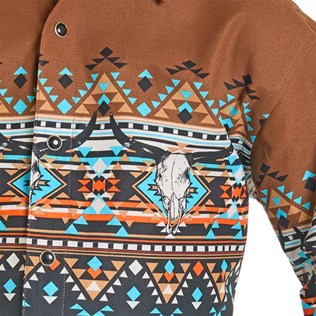 Panhandle Slim Boys' Aztec Border Print Snap Shirt - Image 3