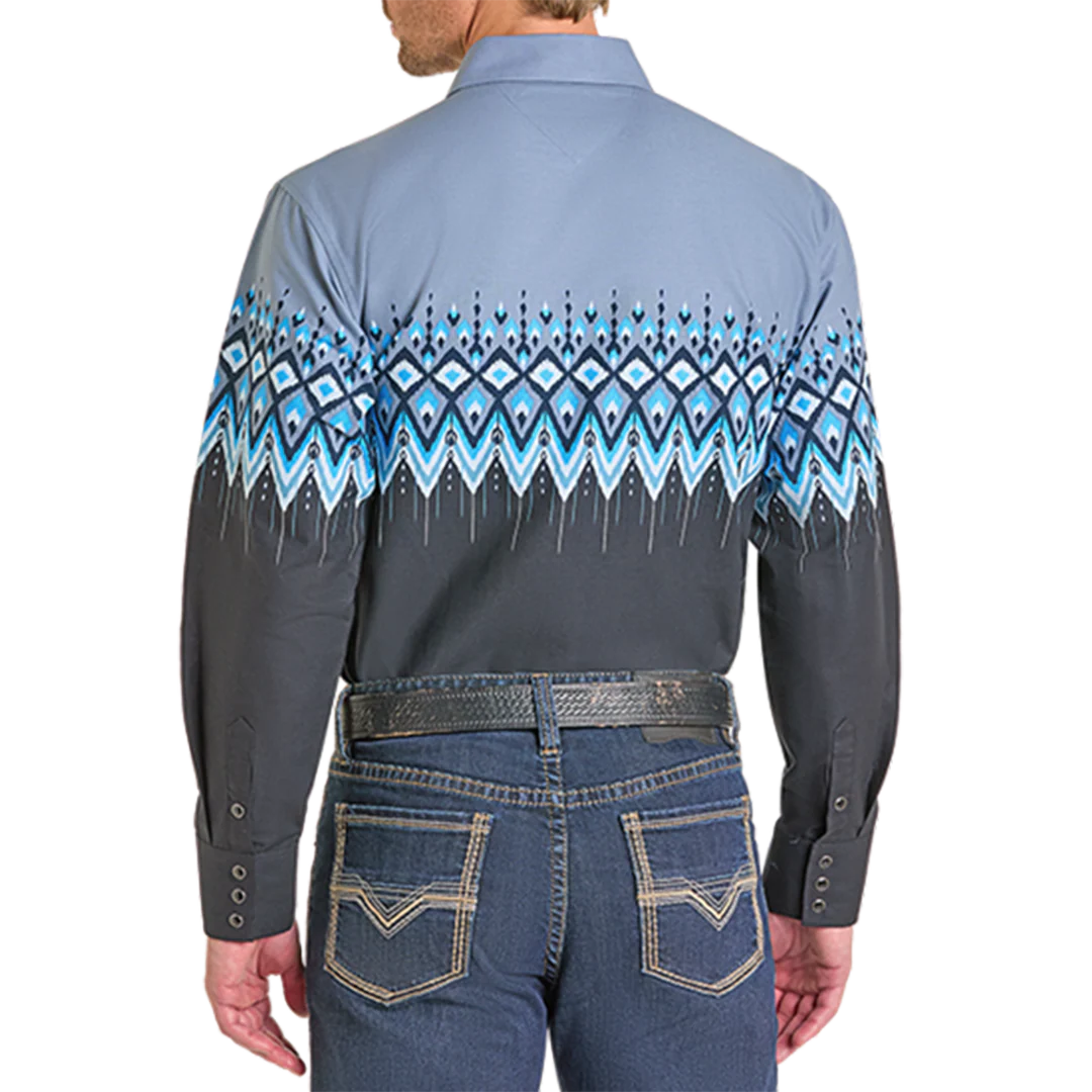 Panhandle Slim Men's Aztec Print Border Long Sleeve Snap Shirt - Image 2