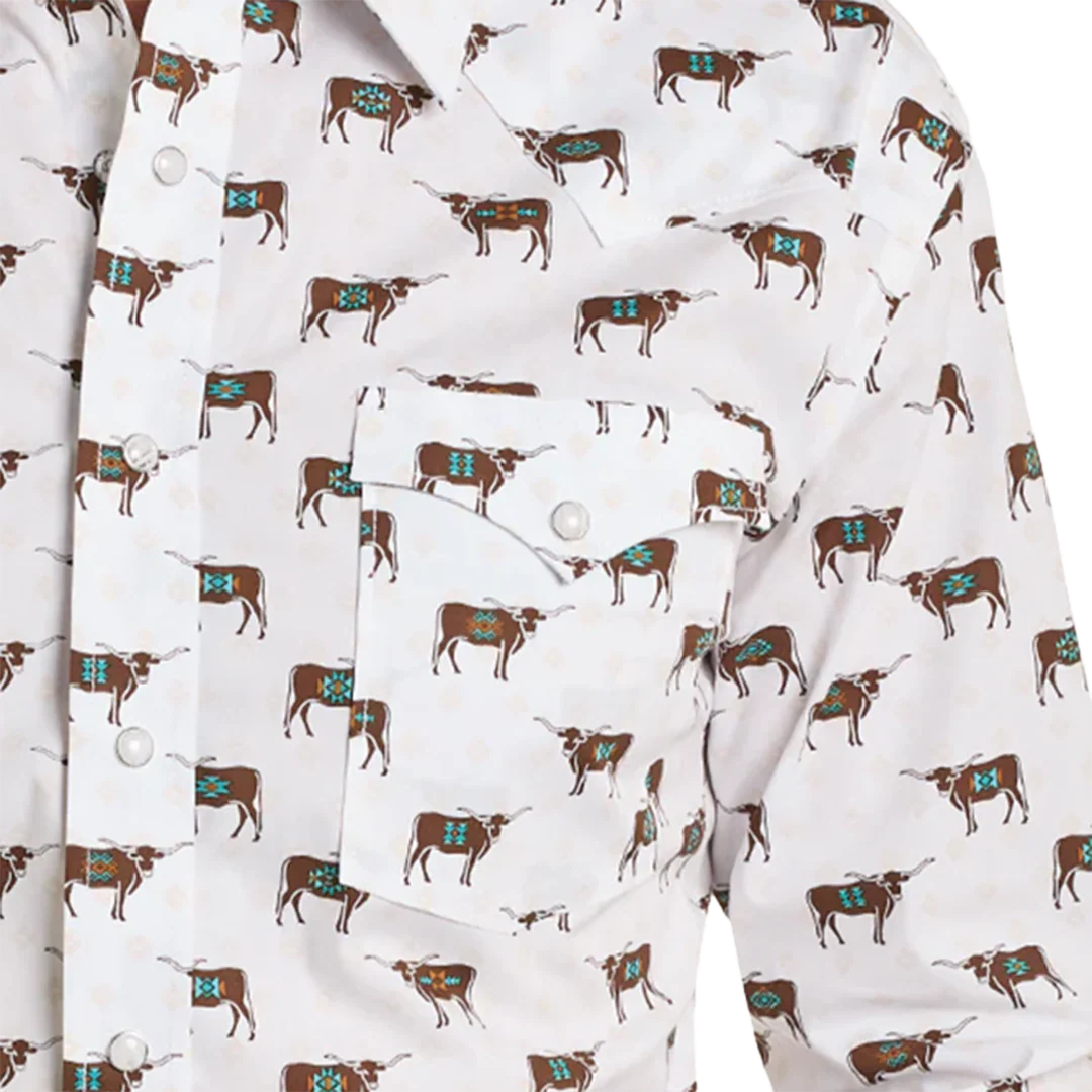Rough Stock Men's Novelty Steer Long Sleeve Snap Shirt - Image 2