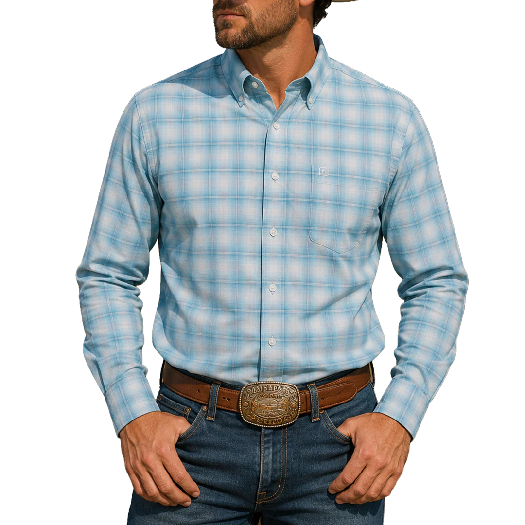 Panhandle Slim Men's Plaid Print Long Sleeve Button Shirt