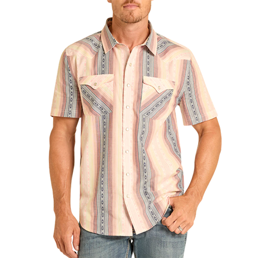 Panhandle Slim Men's Retro Stripe Short Sleeve Snap Shirt