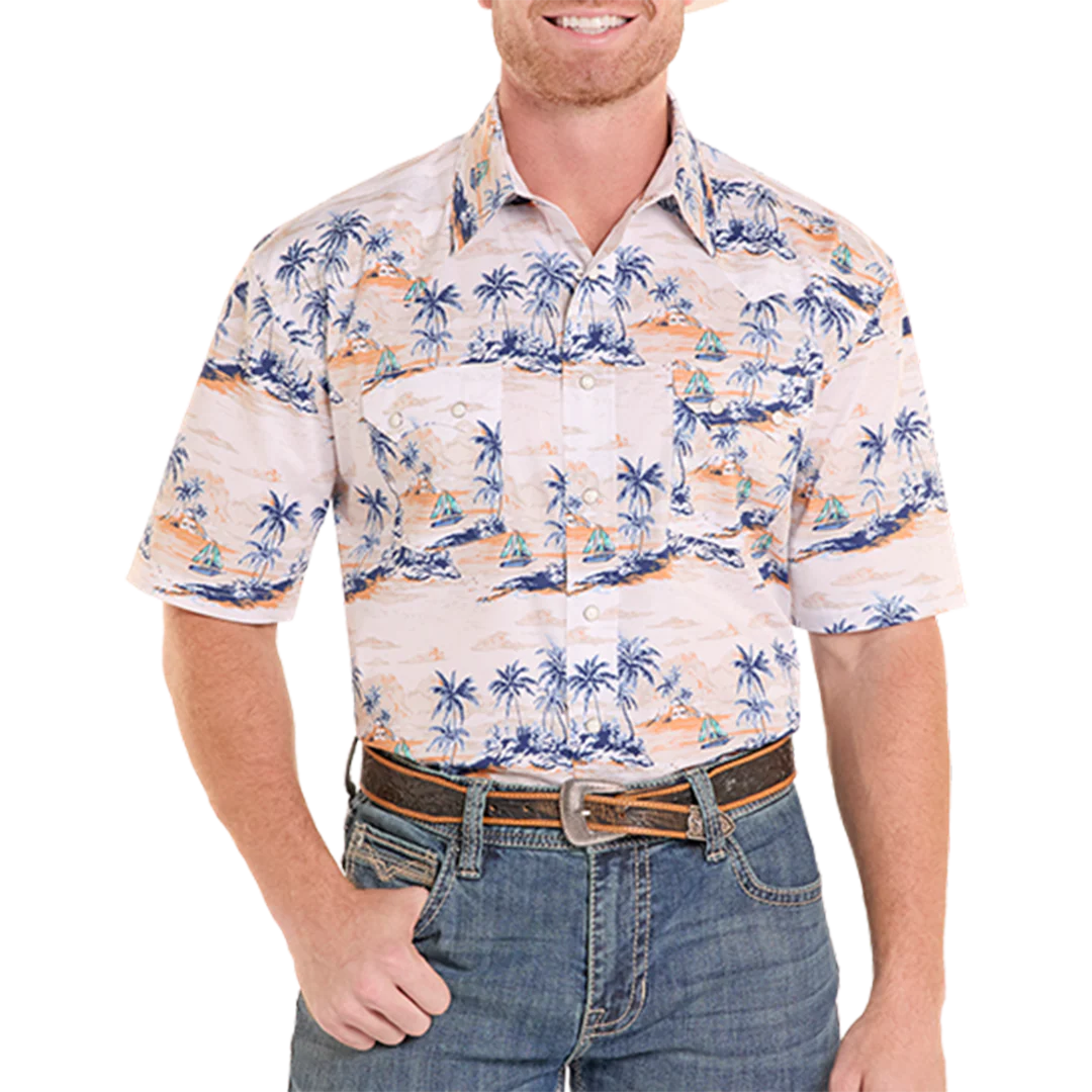 Panhandle Slim Men's Tropical Print Short Sleeve Snap Shirt