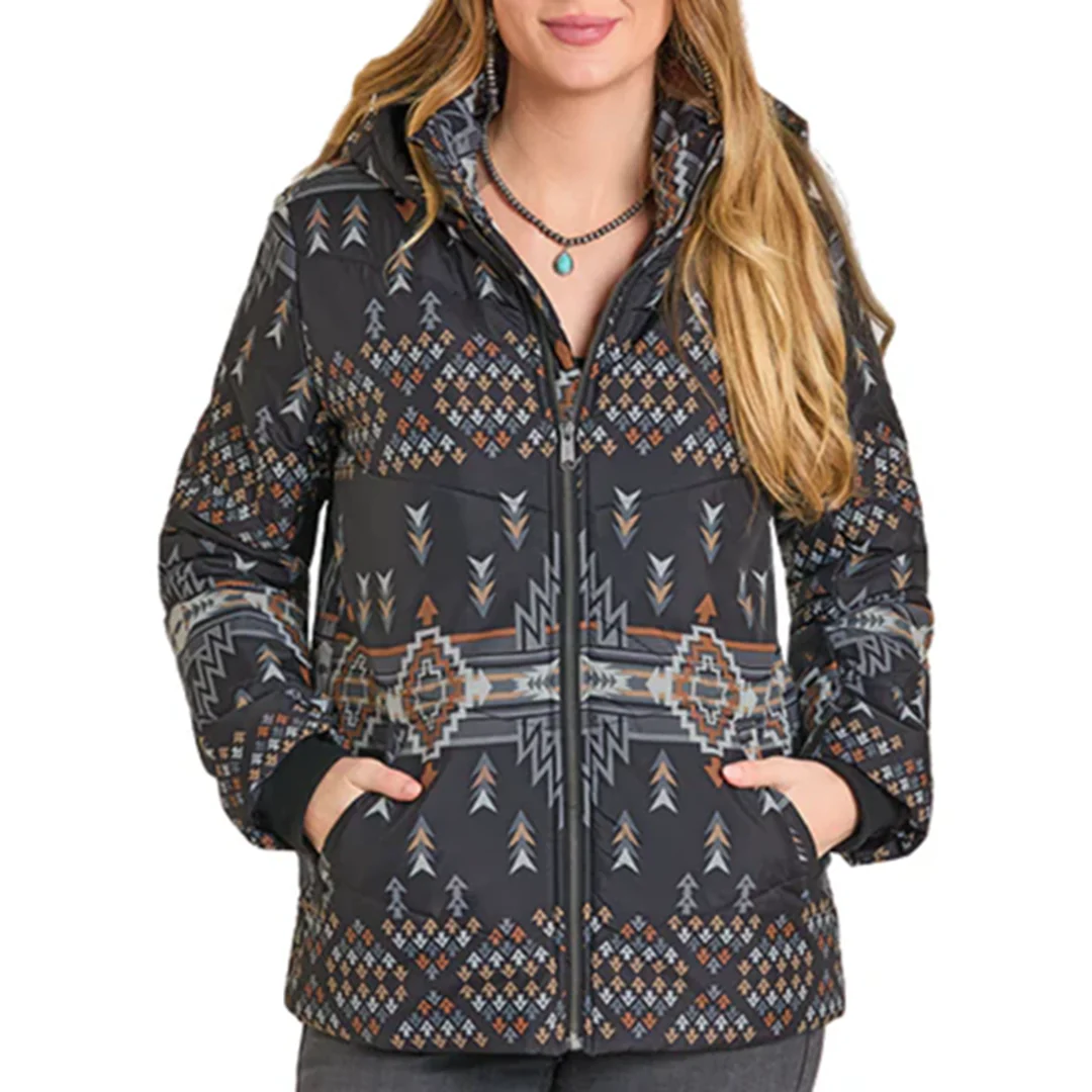 Panhandle Slim Women's Aztec Hooded Puffer Jacket