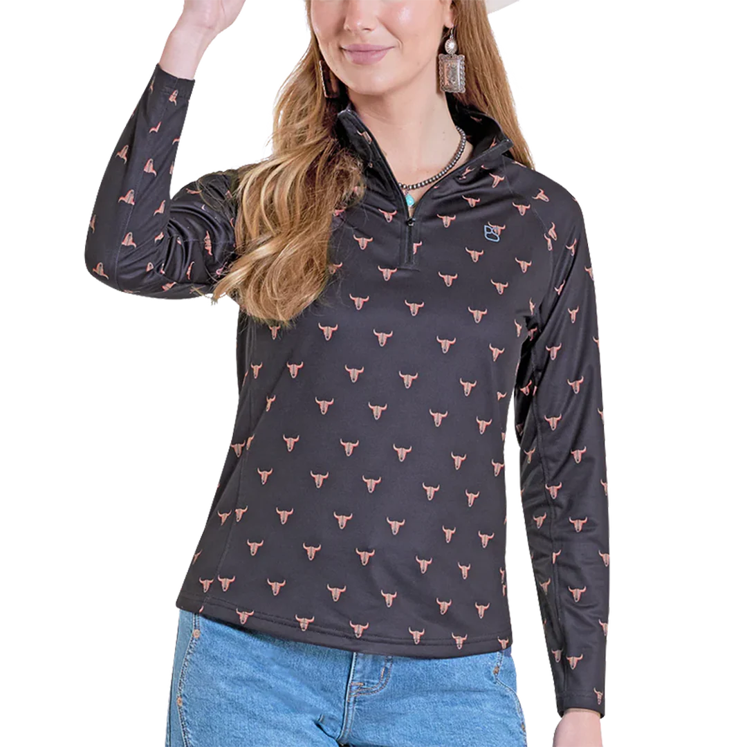 Panhandle Slim Women's Skull Print Performance Quarter Zip Shirt