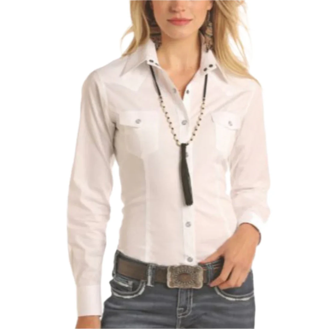 Panhandle Slim Women's Solid Woven Long Sleeve Shirt