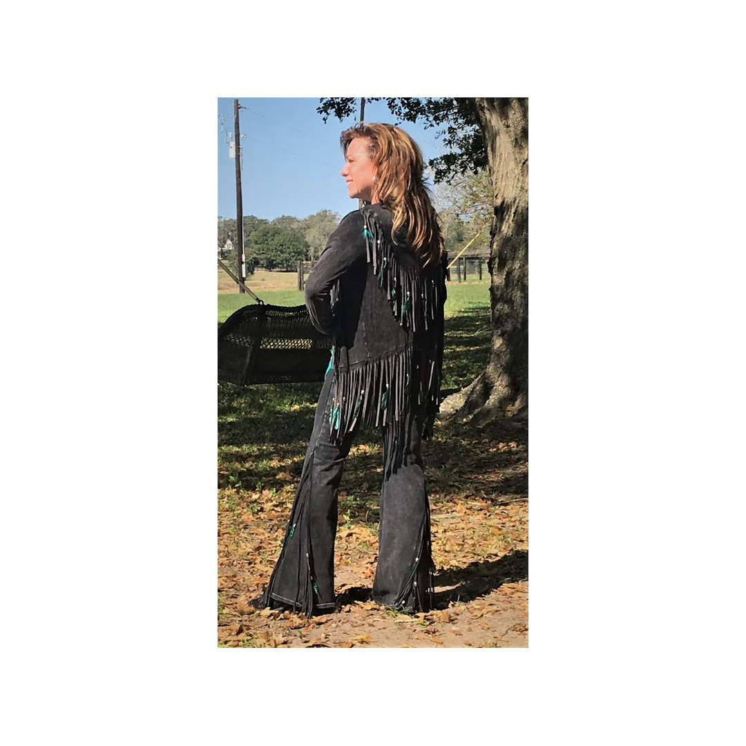 Pat Dahnke Women's Distressed Fringe Feathered Pant - Image 3