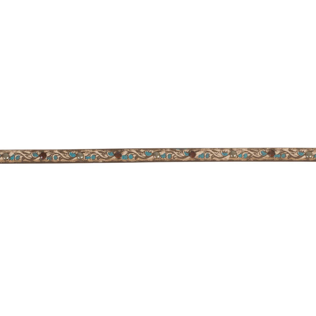 Phunky Horse Stone & Floral Tooled Leather Cowboy Hat Band