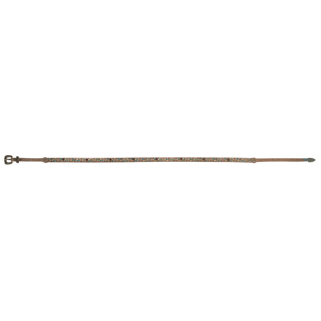 Phunky Horse Stone & Floral Tooled Leather Cowboy Hat Band - Image 2
