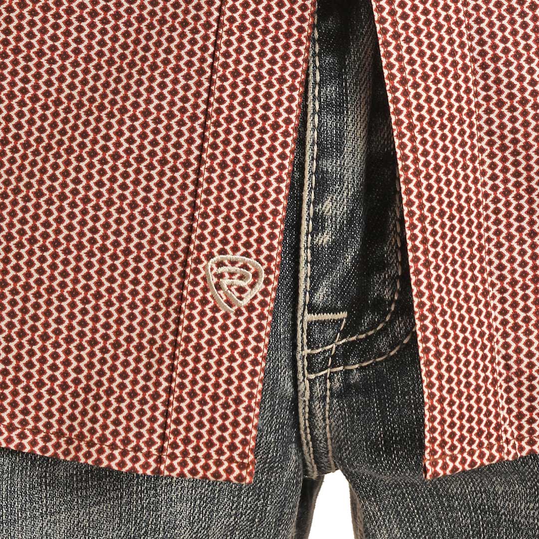 Rock & Roll Cowboy Men's Diamond Print Long Sleeve Snap Shirt - Image 2