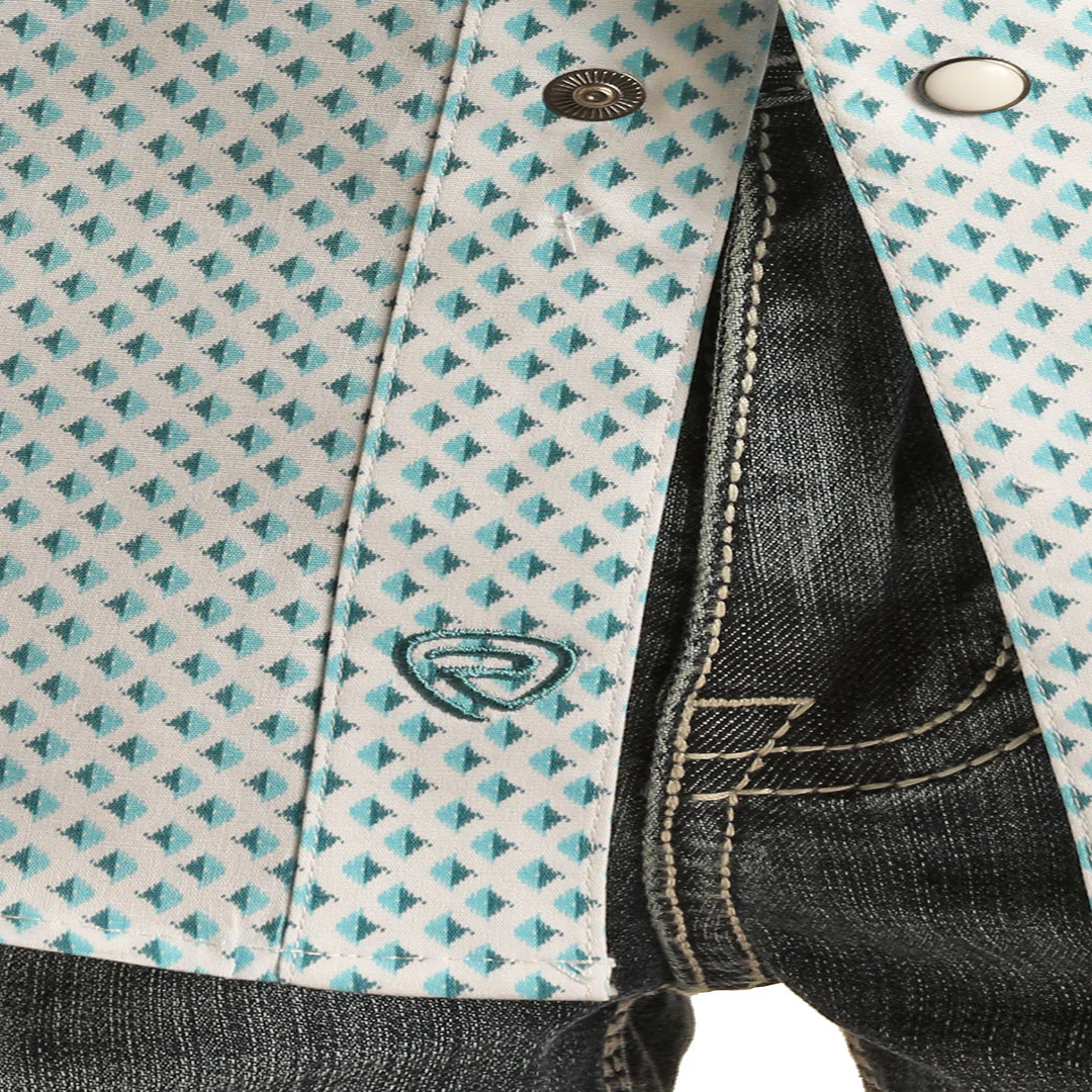 Rock & Roll Cowboy Men's Diamond Print Long Sleeve Snap Shirt - Image 2
