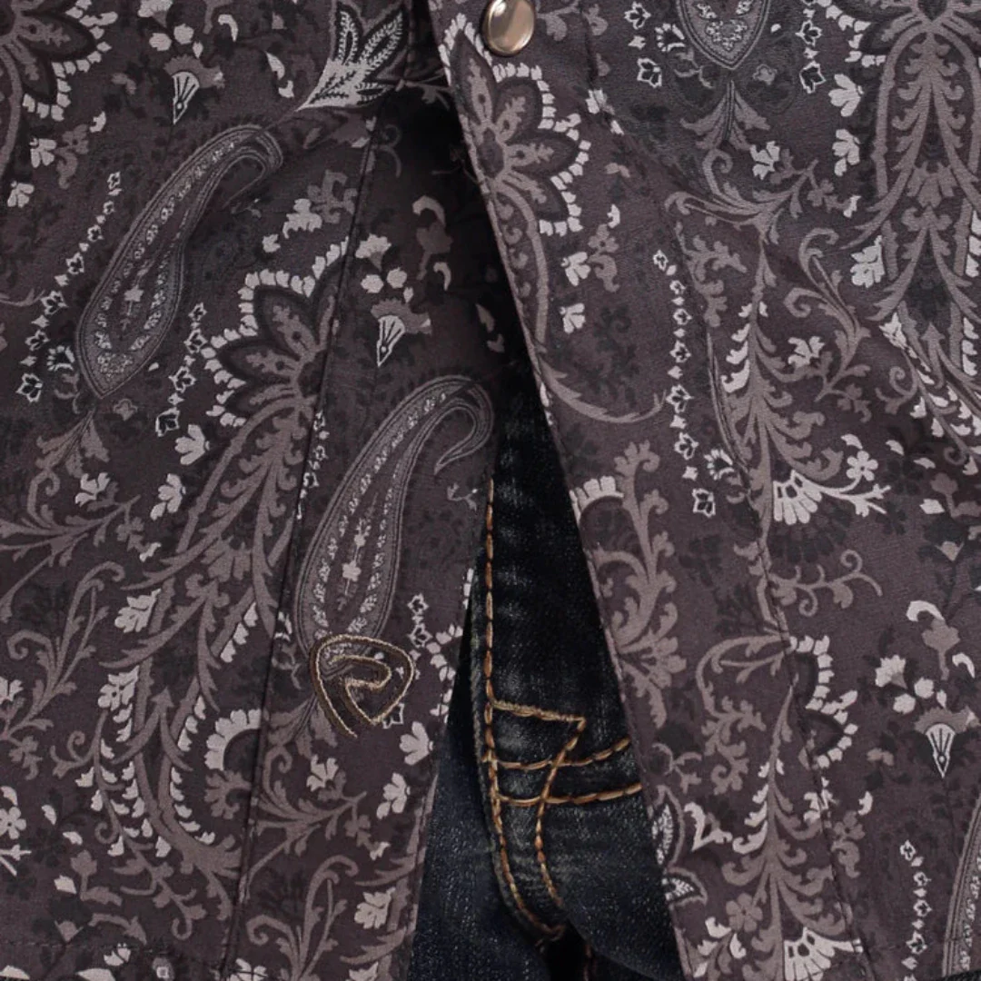 Rock & Roll Denim Paisley Long Sleeve Snap Shirt - Image 2