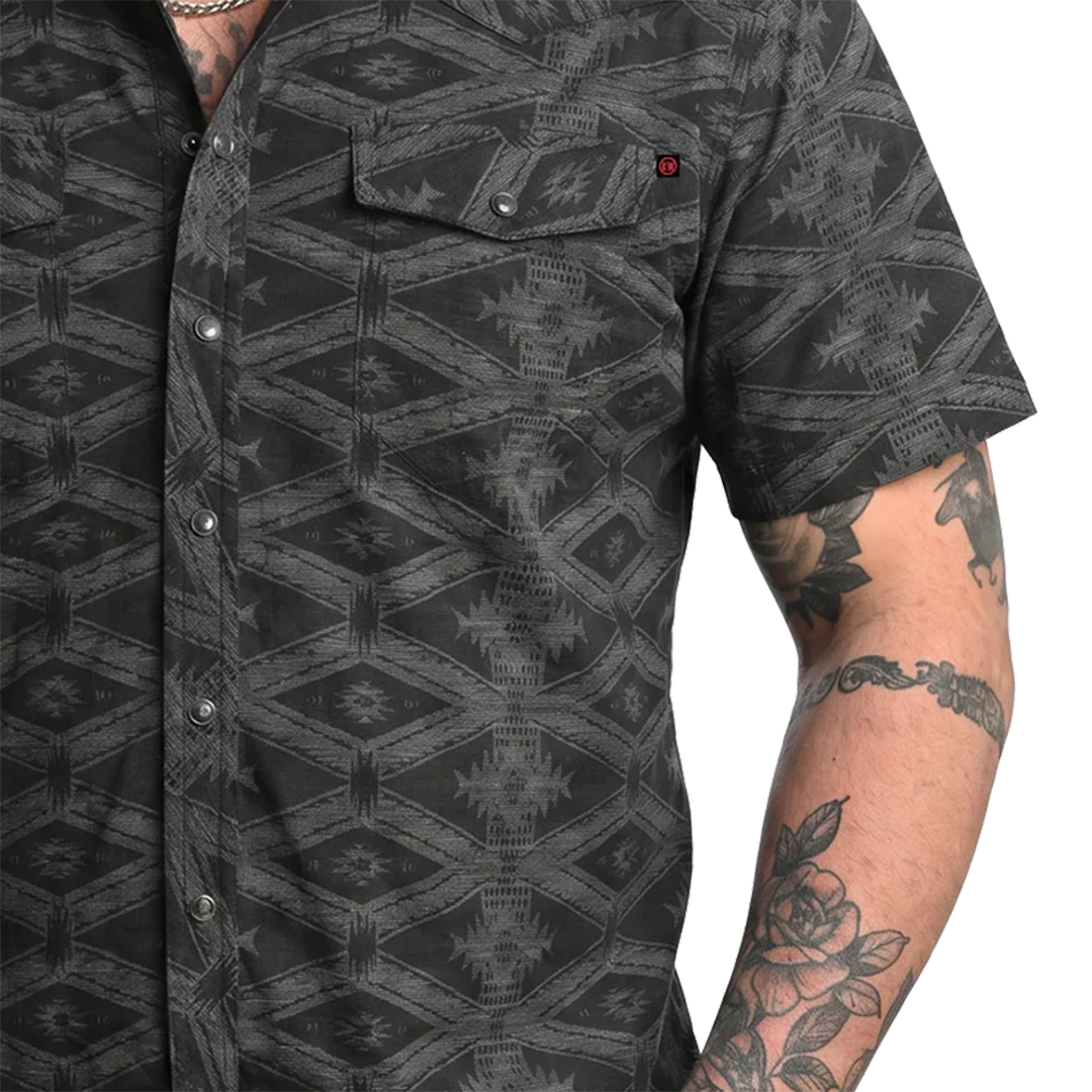 Rock & Roll Denim Men's Aztec Short Sleeve Snap Shirt - Image 2