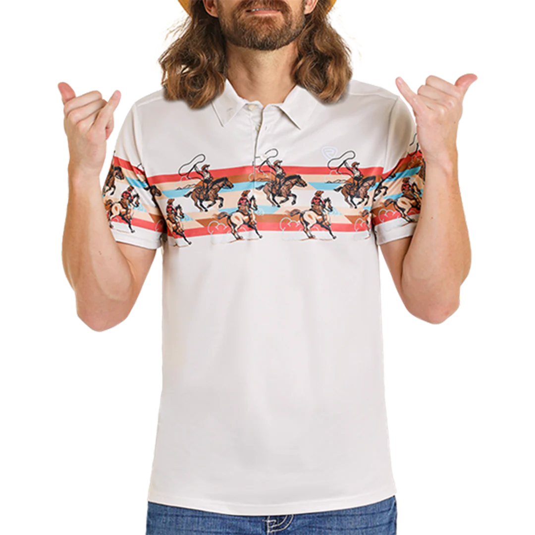 Rock & Roll Denim Men's Border Printed Polo