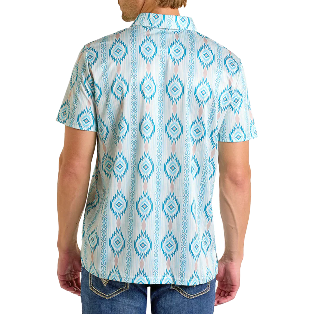Rock & Roll Denim Men's Caribbean Aztec Printed Polo - Image 2