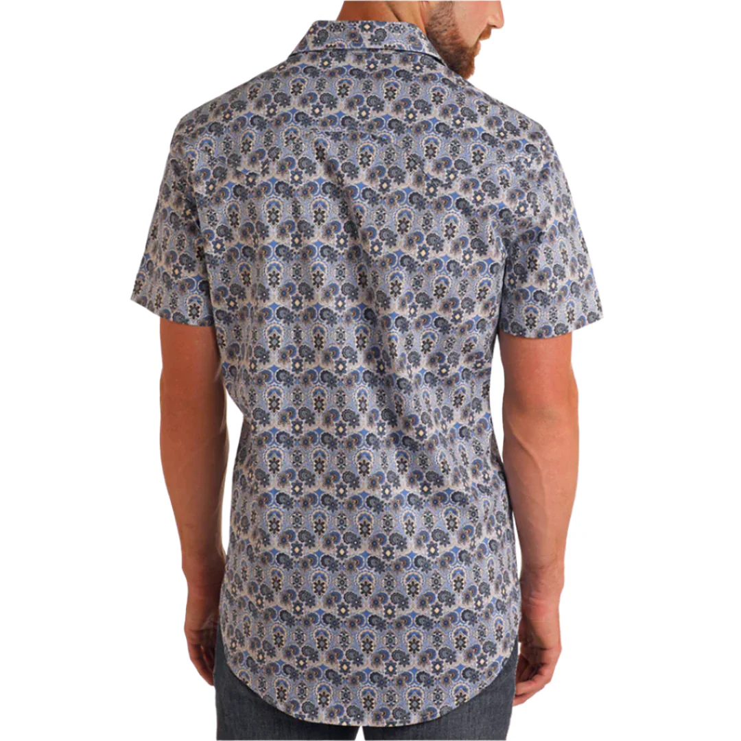 Rock & Roll Denim Men's Medallion Short Sleeve Snap Shirt - Image 2