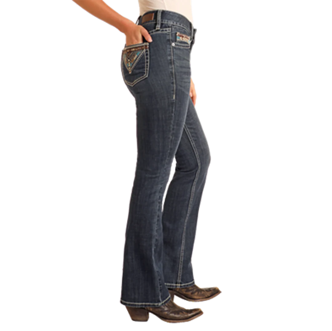 Rock & Roll Denim Women's Cowhide Embroidery Jeans - Image 3