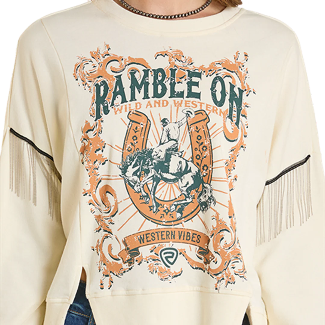 Rock & Roll Denim Women's Fringe Sweatshirt - Image 3