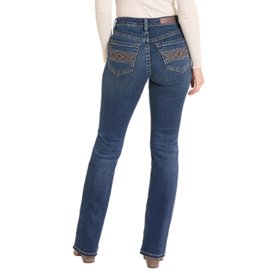 Rock & Roll Denim Women's Pleather Embroidery Bootcut Jeans