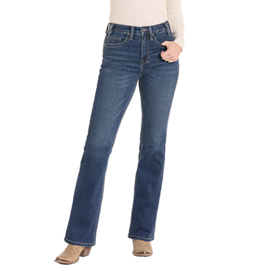 Rock & Roll Denim Women's Pleather Embroidery Bootcut Jeans - Image 2