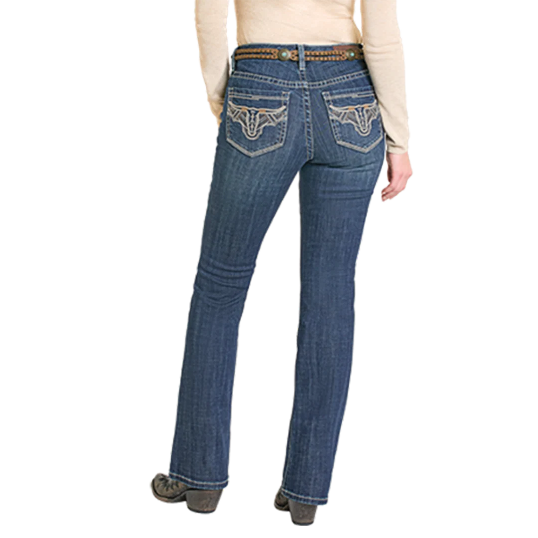 Rock & Roll Denim Women's Steer Embroidery Bootcut Jeans