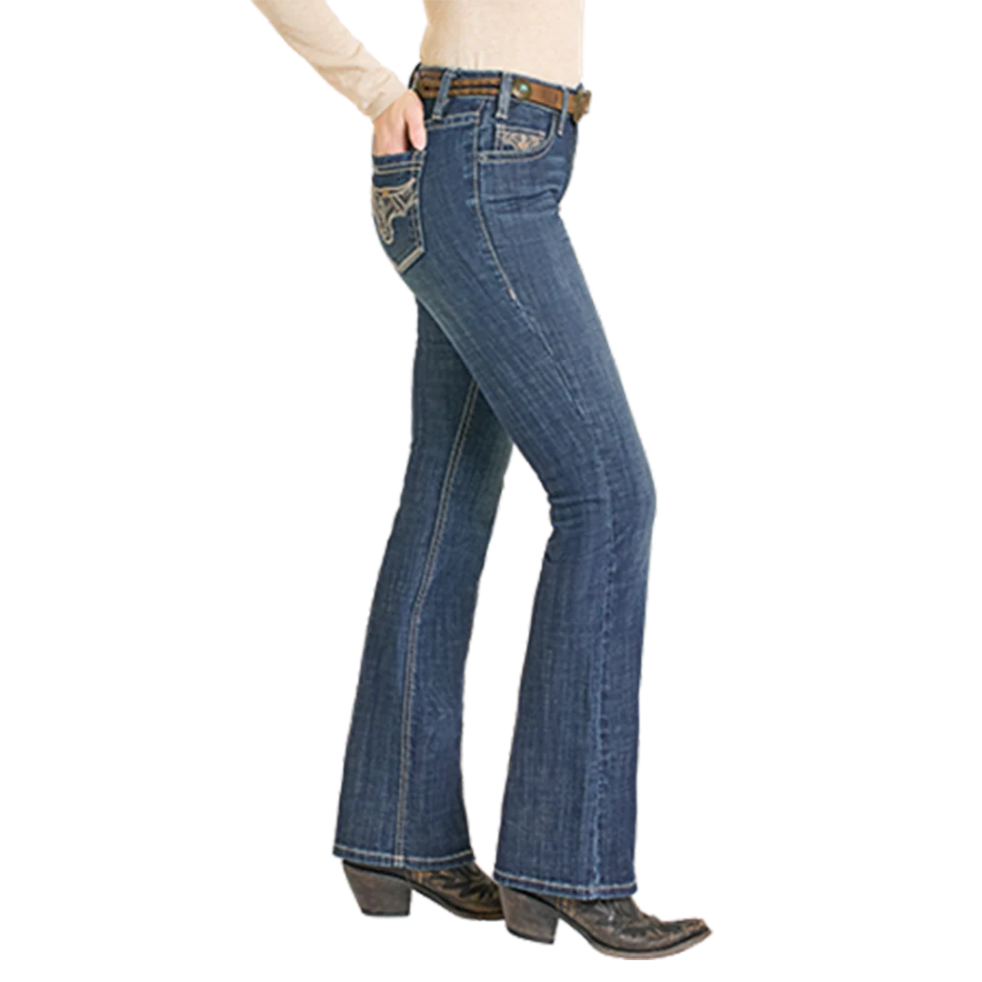 Rock & Roll Denim Women's Steer Embroidery Bootcut Jeans - Image 3