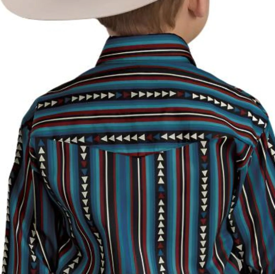 Roper Boys' Vertical Striped Print Long Sleeve Snap Shirt - Image 2