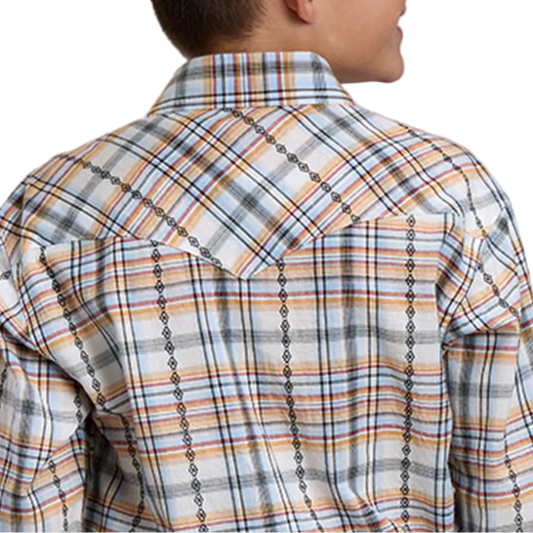Roper Boys' Plaid Print Long Sleeve Snap Shirt - Image 2