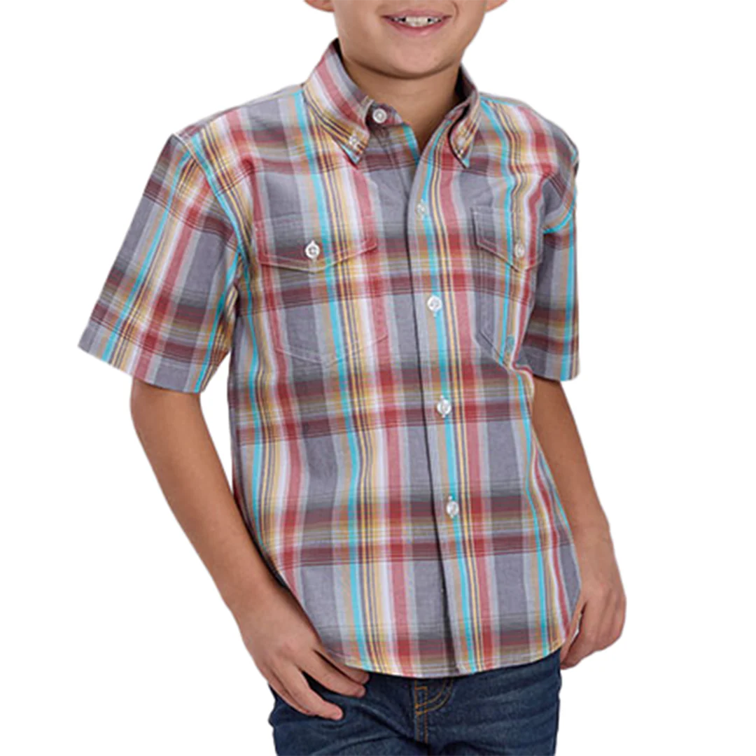 Roper Boys' Plaid Short Sleeve Button Shirt