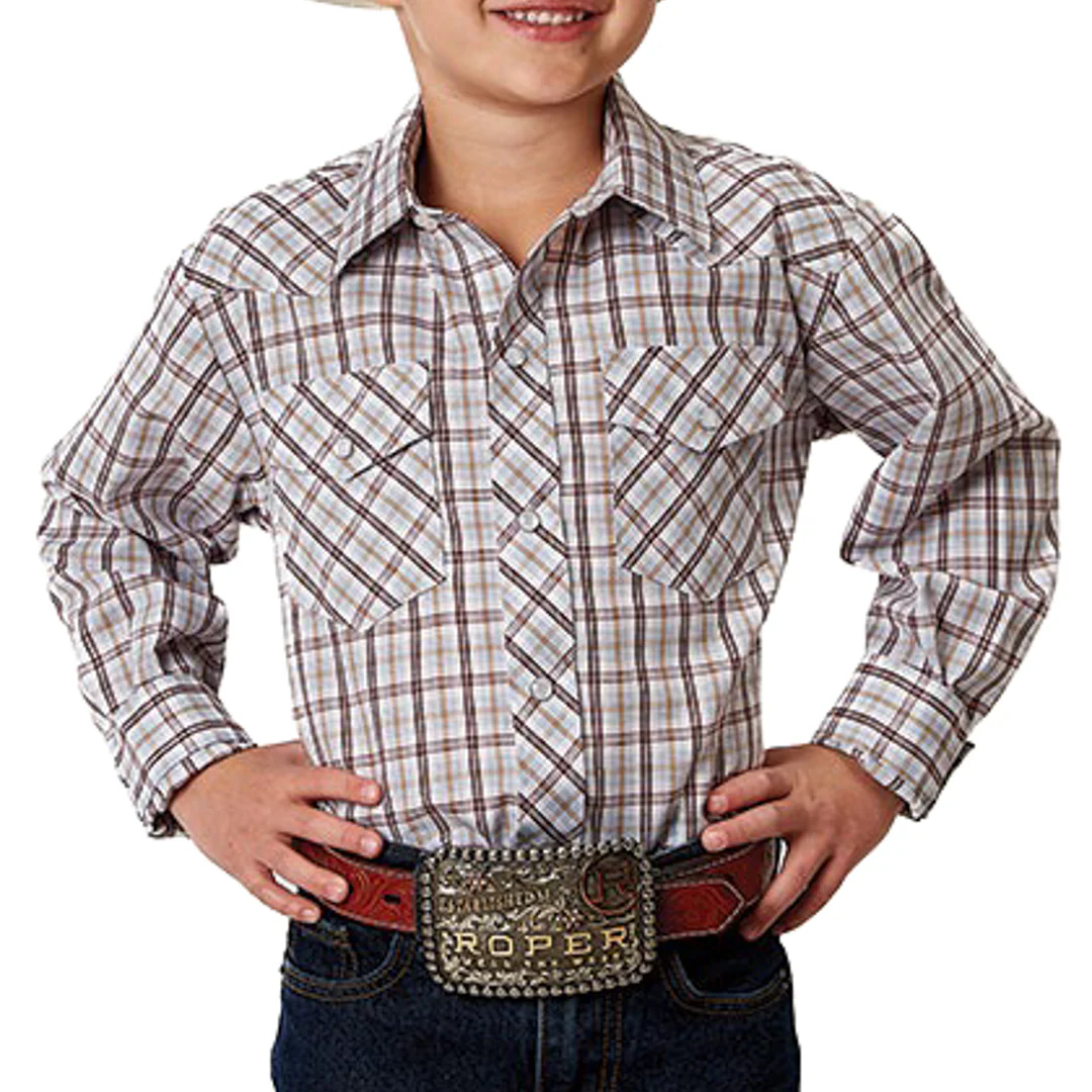 Roper Boys' Vintage Plaid Snap Shirt